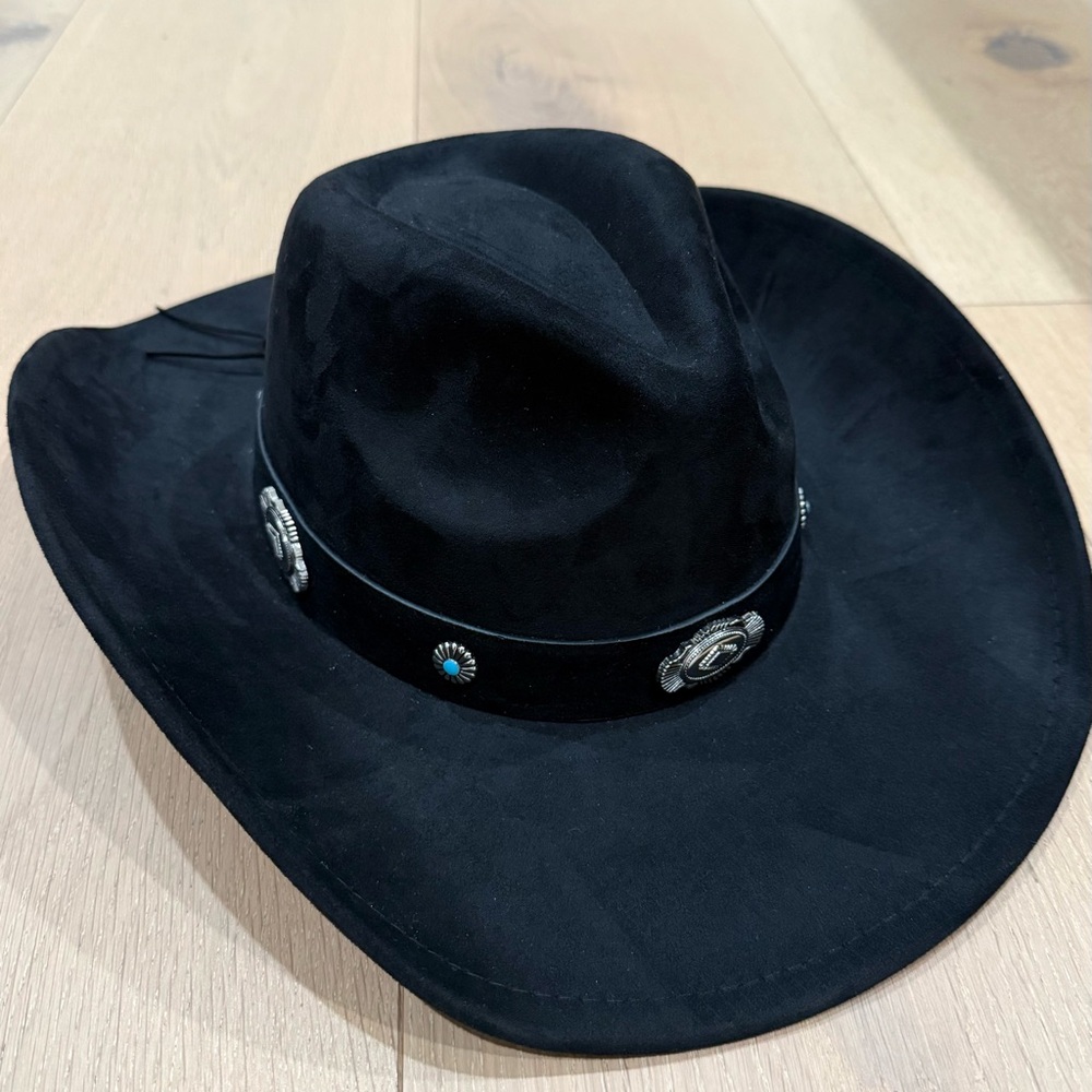 Black Cowboy Hat with Decorative Band